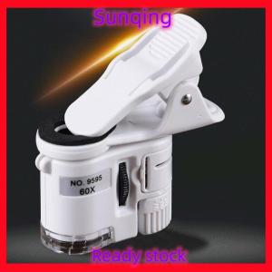 SQ Stationery [Flash Sale] 60X Universal Mobile Phone MINI CLIP LED UV Lights Microscope แว่นขยาย Loupe