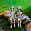 DUOJI Alien Outer Space Pose Skeleton Space Alien Statue Martians Decoration Body Figure Toy Skull Human Model Mr. Bones Skeleton Figures Skeleton Body. 