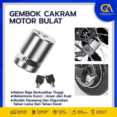 Gembok Kunci Disc Cakram Bulat Baja Motor Sepeda Kuat Aman Disk Lock