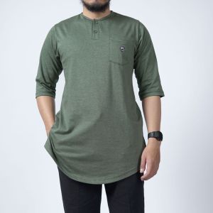 KHOIRUMMAH Koko Kurta Bilal - Kaos Koko Pria - Kurta Pakistan Polos Lengan 3/4 - Yellow