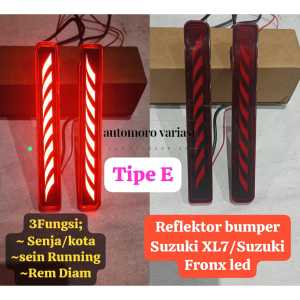 Reflector Bumper Mata Kucing Bumper Belakang + Lampu Led plasma Suzuki XL 7 2018-2016 Suzuki Fronx 2025-2027 3Fungsi Sein Running