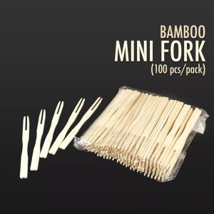 100pcs Disposable Bamboo Mini Fork Fruit Fork For Charcuterie Appetizers Cocktail Forks Fruitpick Pica-Pica Fishbal