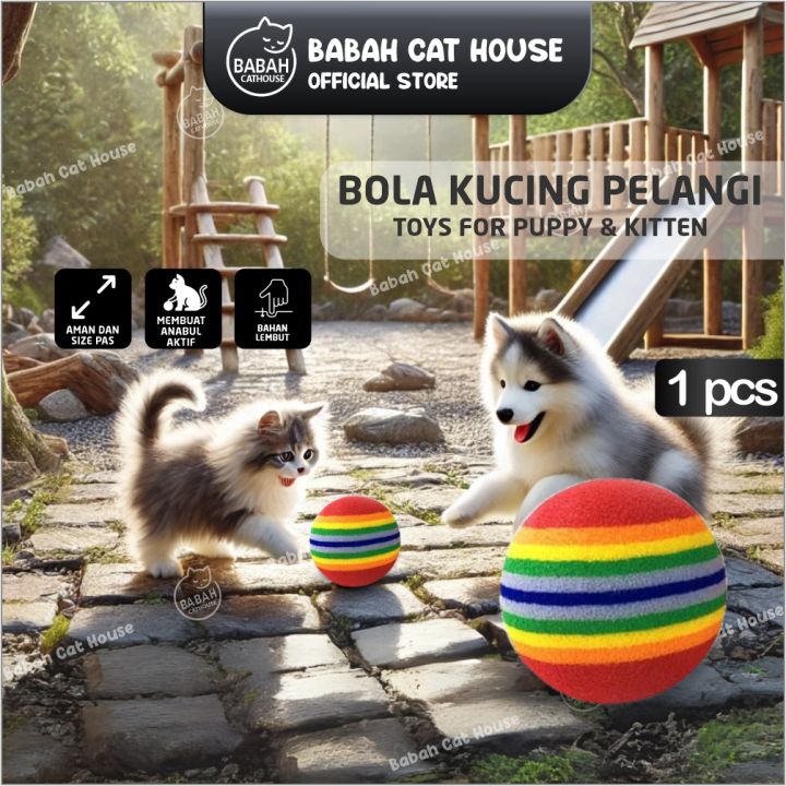 Bola Kucing Pelangi Cat Ball Toys Mainan Kucing Kitten Anak Anjing