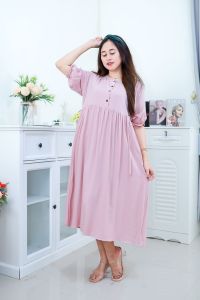 GALERI Midi Dress Wanita Premium Long Dress Polos Bahan Rayon DIANA