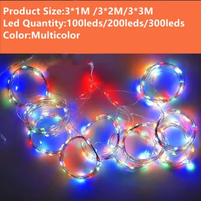3M LED Christmas Fairy String Lights Remote Control USB New Year Garland Curtain Lamp Holiday Decoration For Home Bedroom Window