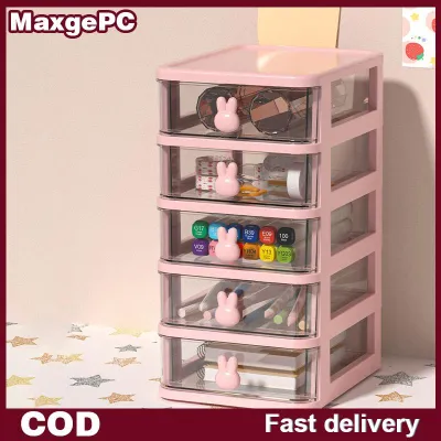 MaxgePC ตู้พลาสติกหลายชั้นเก็บของเครื่องสำอาง เครื่องเขียนบนโต๊ะสะดวก