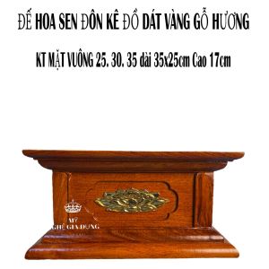 Đế hoa sen kỷ sen trơn đôn vuông kê đồ dat vàng  trang trí  nhà cửa gỗ hương