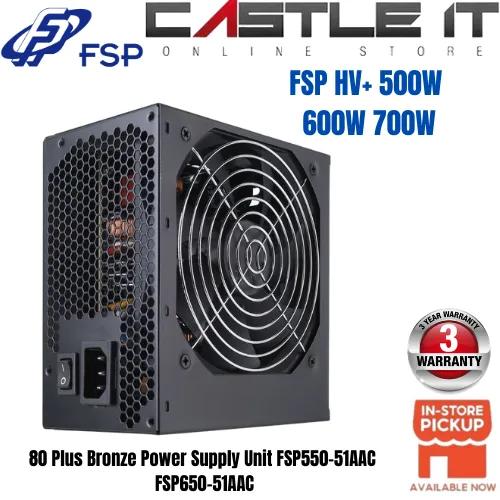 FSP HV+ Series 500W/600W/700W 80PLUS ATX Power Supply PSU (HP500S HP600S HP700S)