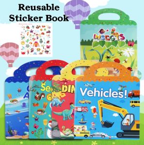 Sticker Book Reusable Buku Sticker anak bisa Tempel Berulang kali Buku Keterampilan Kreativitas Prakarya