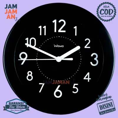 Jam Dinding Analog Dekorasi Rumah Minimalis BestSeller Wawa WW1111 Unik Hitam Keren