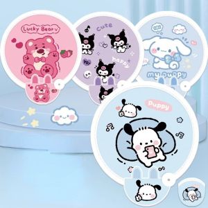 Sanrio Hand Fans Kuromi My Melody Cinnamoroll Cartoon Character Portable Folding Mini Round Fan Summer Student Girls Hand Fans