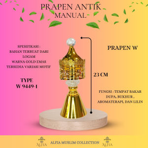 prapen Antik gold Tempat Bukhur/ Prapen Antik Manual Mewah / Tempat Bakar Bukhur / Dupa