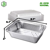 JKM 10pcs Aluminum Tray 1000/1100ml Rectangle Pan With Cover: Kitchen Food & Party Storage