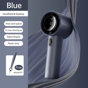 JISULIFE Handheld Fan Pro1 / Pro1S Rechargeable 100 Gear Wind Speed Metal Body Digital Display Aluminum alloy texture hair dryer lightweight 256g