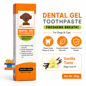 Maximilian Dental Gel Toothpaste for Dogs & Cats 100g | Pet Toothpaste for Bad Breath Plaque & Tartar Removal | Vanilla Flavour | Oral Care | PetSaver Hub SG