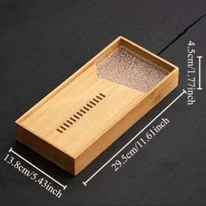 Sacesr Household Glass Bamboo Water Storage Tea Tray Small Dry Tea Table in The Living Room New Kung Fu Tea Set Water Storage Tray T2Y7B