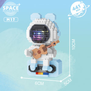 Kartun Lucu Spaceman dengan Mainan Balok Bangunan Kreatif Bercahaya Lgiht untuk Anak Perempuan