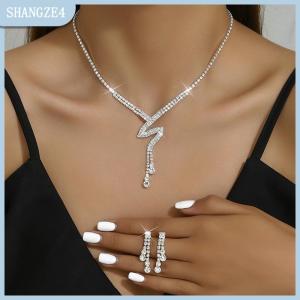 【SHANGZE4】 2pcs thời trang thạch dây chuyền bông tai trang sức Set phụ kiện đám cưới của phụ nữ Quà Tặng