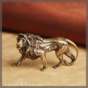 [Carmelun] รูปปั้นขนาดเล็กรูปสิงโตขนาดเล็กทำจากทองแดงบริสุทธิ์ของตกแต่งโต๊ะรูปปั้นสัตว์ขนาดเล็กทำจากทองเหลืองโบราณสำหรับตกแต่งบ้านงานฝีมือ