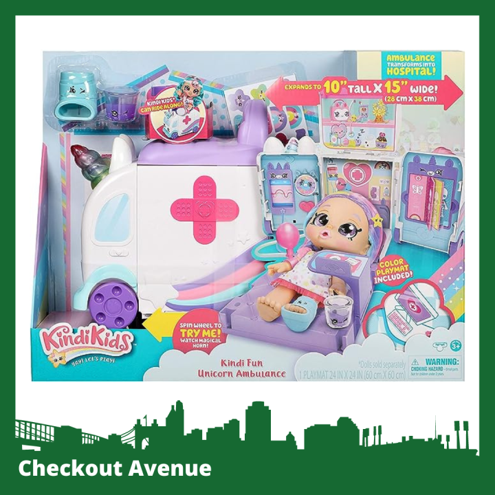 Kindi Kids Hospital Corner - Unicorn Ambulance - Playmat Included