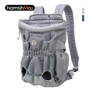 HamshMoc Pet Carrier Backpack Adjustable Pet Front Cat Dog Backpack Travel Bag Legs Out Easy-Fit for Traveling Hiking for Small Medium Dogs Cats Puppies