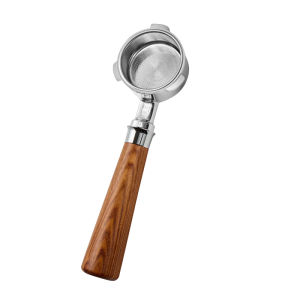 Portafilter Tanpa Dasar Espresso Premium 51MM Solid Rosewood Handle Stainless Steel Basket