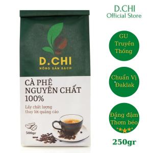Cà phê rang xay nguyên chất- Gu hiện đại Robusta mix Moka vị đậm đà chua thanh hậu ngọt- Pha phin pha máy - D.CHI coffee 250gr