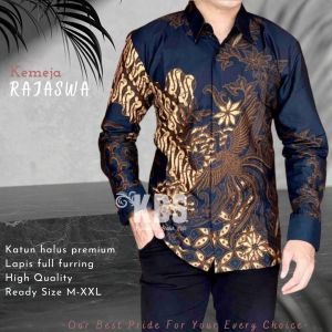KEMEJA BATIK LENGAN PANJANG MOTIF RAJASWA KANTOR& KONDANGAN BERFURING KATUN HALUS SRAGENAN KANAYA