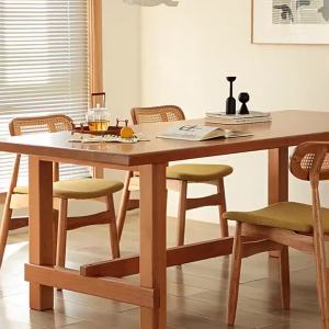 Dining Table Solid Wood Large Board Table Log Cherry Wood Rectangle