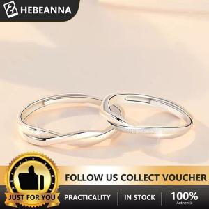 hebeanna ชุดแหวนคู่รักแฟชั่นสีเงินแหวนเปิดง่ายปรับได้เครื่องประดับหรูหราสำหรับผู้หญิงผู้ชายของขวัญครบรอบ