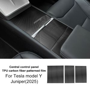 For Tesla Model Y Juniper 2025 TPU Carbon Fiber Texture Film Center Console B-pillar Sticker Door Handle Sticker Accessories