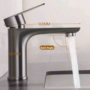 [ VCR001 ] Vòi chậu rửa mặt Lavabo ( nóng - lạnh ) Chất liệu THÉP KHÔNG GỈ mạ tĩnh điện mầu xám . Dầy dặn chắc nặng .