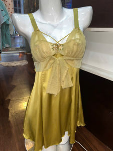 Váy Ngủ D612 Lụa Quảng Châu Cao Cấp Cột Nơ Hở Lưng Xinh Xắn - Dưới 56kg