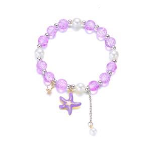 Minimalist Sea Star Shell Pendant Bracelet Dainty Beaded Handchain Stylish Accessory Handmade Gift For Girls