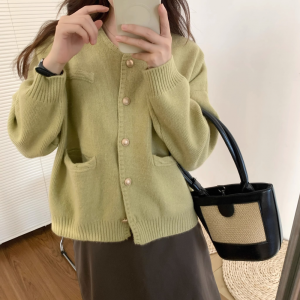 Sweater Rajut Wanita Model Korea Terbaru Lengan Panjang Leher Bulat Sweater Rajut Cardigan Rajut