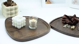 Retro Serving Tray Wooden Decorative Display Stand Snack Candy Fruit Organizer Coffee Table Centerpiece Rak
