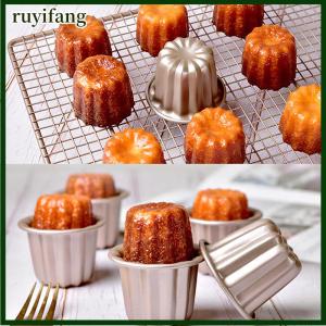 ruyifang 6pcs Canele Mold Cake Pan Non Stick Small Canele Molds Muffin Bakeware Cupcake Pan Carbon Steel Pastry Mould Mini Cupcake Holder