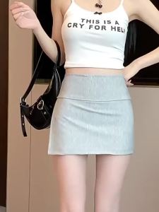 Jualan Panas@SHLIFE High Waist A-line Skirt for Women Summer Side Slit Yoga Skirt Pants Hip Wrap Skirt Short Skirt