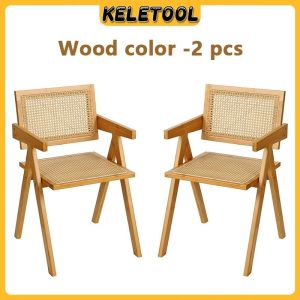 Dining Rattan Chair Solid Wood Armchair Ins Nordic Style Natural Back Chair Comfort Leisure Furniture For Home Dining Area Balcony And Living Room Use