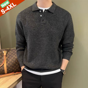 Men Sweater Polo Male Pullover Jumper Solid Thicken Autumn Winter Plus Size 3XL 4XL Korea Japan Fashion Clothing Men Knitwearing