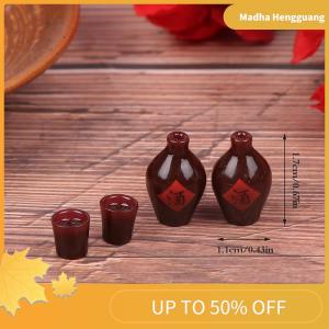 Madha 4Pcs Set DollsHouse Miniature Simulation Wine Glass Bottle Model DIY Accessories