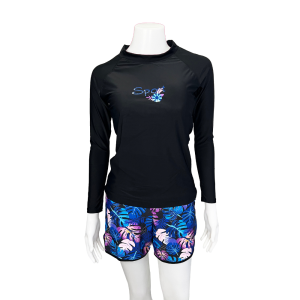 ชุดว่ายน้ำผู้หญิงลายใหม่ ชุดว่ายน้ำ2ชิ้นเสื้อแขนยาวกางเกงขาสั้นกางเกง2ชั้นแต่งลายใหม่มีเสริมฟองน้ำ รุ่น31508-2