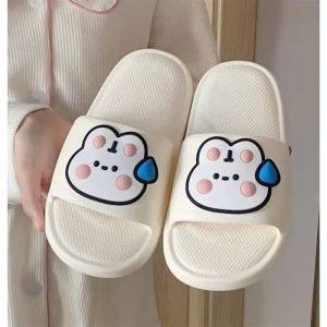 Dép Mang Trong Nhà Hình Mặt Màu Pastel Dễ Thương Dép Đúc Nguyên Khối Ngăn Thấm Nước Mang Êm Chân