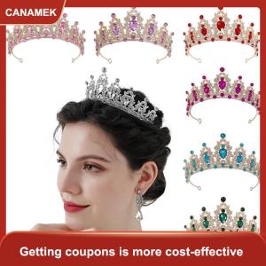 【CANAMEK】 Sang Trọng Thanh Lịch Pha Lê Công Chúa Vương Miện Tóc Phụ Kiện Vương Miện Cho Phụ Nữ Đảng Rhinestone Wedding Bridal Vương Miện Mới Đầu Đồ Trang Sức