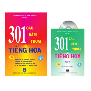 Sách - Combo: 301 Câu Đàm Thoại Tiếng Hoa (Bản mới Khổ lớn) có chỉnh sửa bổ sung đề thi mẫu HSK CẤP 1 + 301 câu đàm thoại giao tiếp tập 2 ( khổ nhỏ)