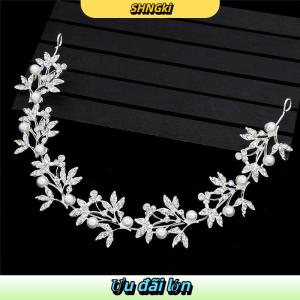 SHNGki Silver Bendable Pearl Crystal Bridal Hair Vine Wedding Headband Hair Accessories