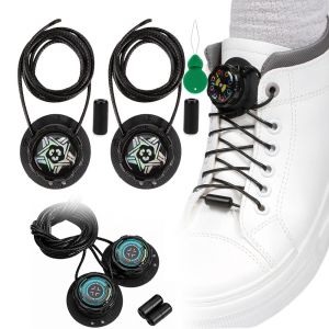 LUSIT 1Pair Quick Stretching Automatic Shoelaces Lock Design Thick Rope Swivel Buckle Laces Universal Adjustable No Tie Shoelaces Sneakers