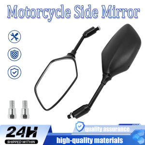 Side Mirror White Lens Universal Aluminum Alloy Stem ABS Plastic Mirror Case