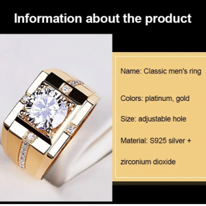Classic Fashion Mens Ring for All Seasons  Mature Men  Business Professionals  High Carbon Diamond  Unique Design