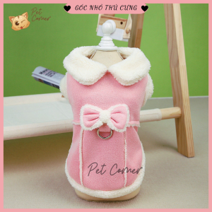 Áo khoác bông giữ ấm có nơ xinh xắn cho thú cưng - Áo cho chó mèo mùa đông